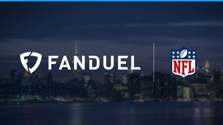 FanDuel and NFL logos over the New York City skyline ahead of the 2026 NFL season